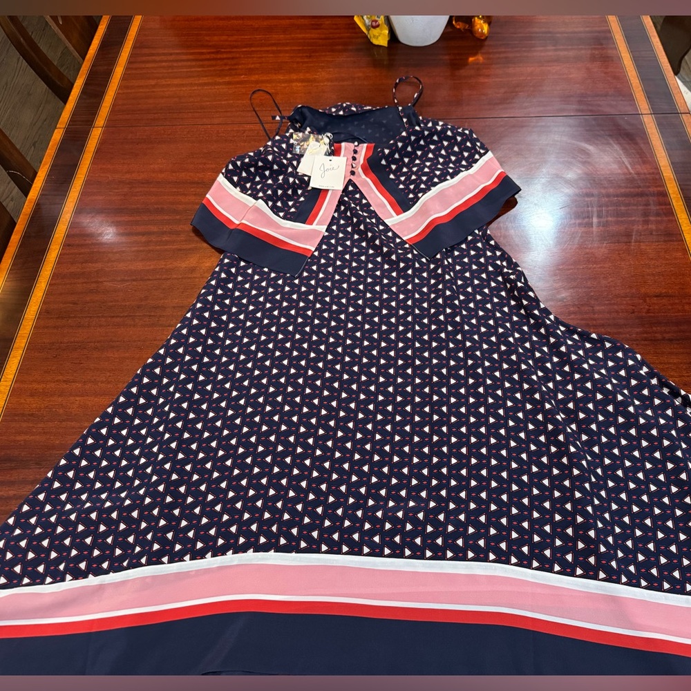 Joie Navy and Red Patterned Dress